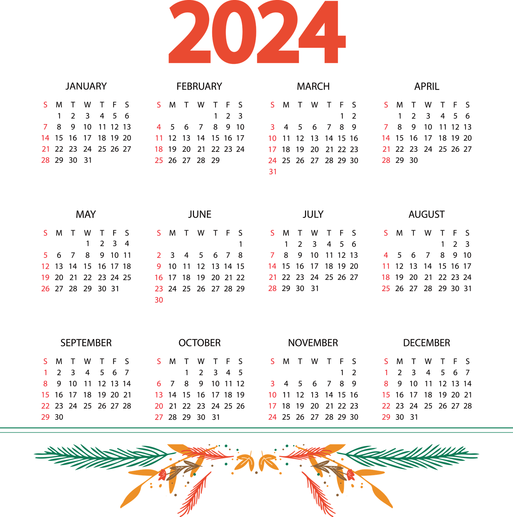 Calendar 2024 PNG