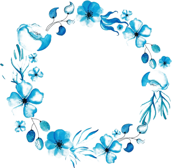Dusty Blue Floral Border PNG