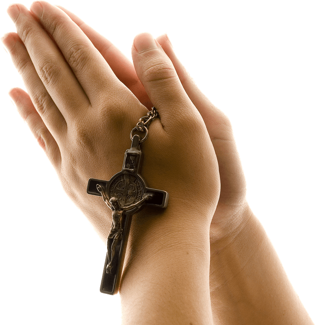 Praying Hands With Cross PNG