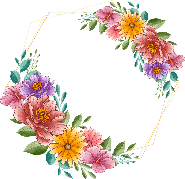 Colourful Flower Border PNG