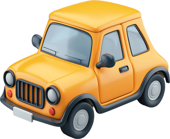 Yellow Cartoon Car PNG