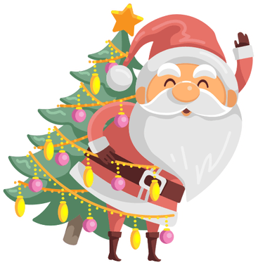 Santa With Christmas Tree PNG