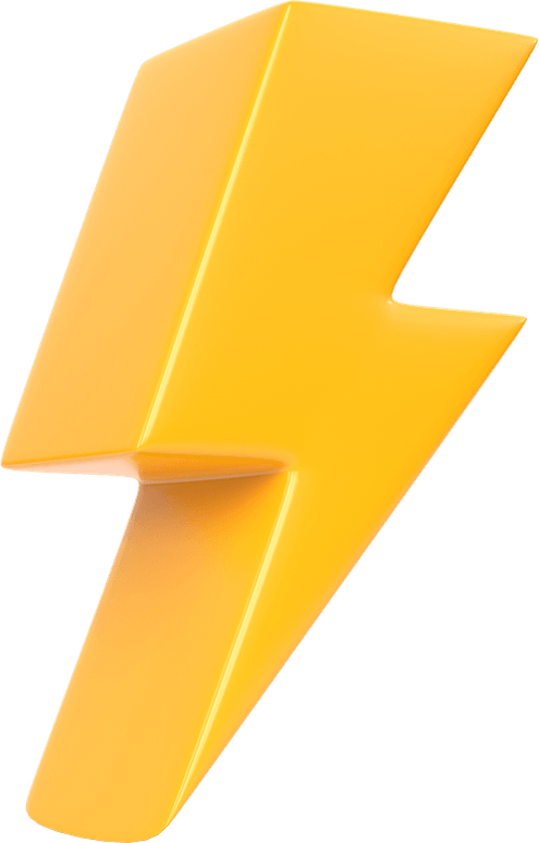 Realistic Yellow Thunderbolt PNG