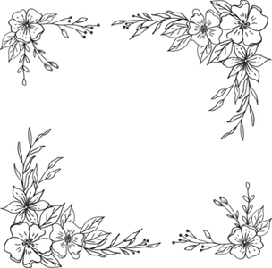 Floral Border Black PNG