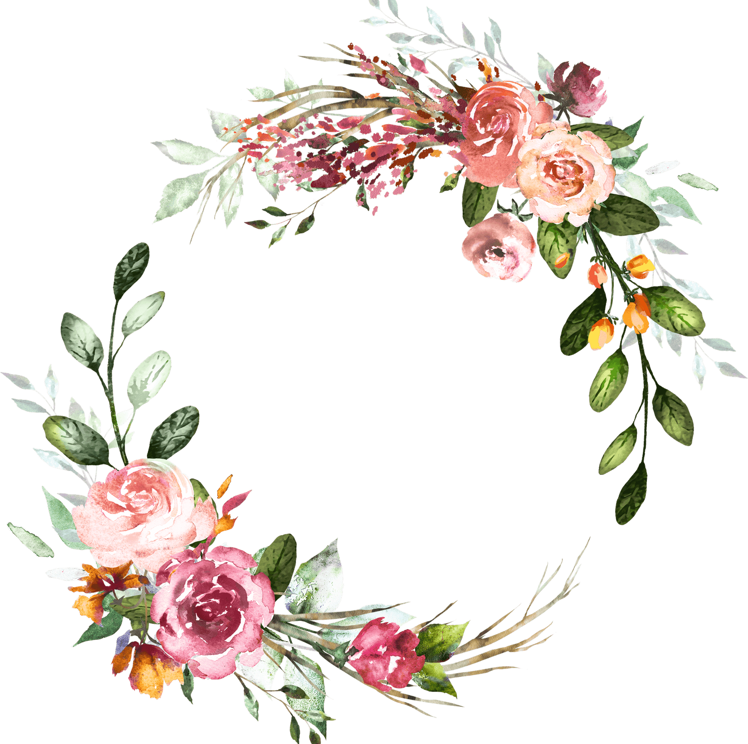 Watercolor Floral Frame PNG
