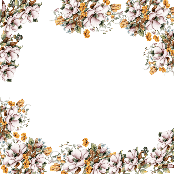Wedding Invitation Flower Border PNG