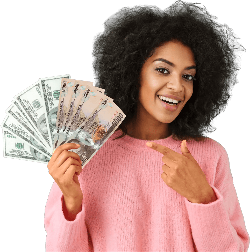 Female Holding Money PNG