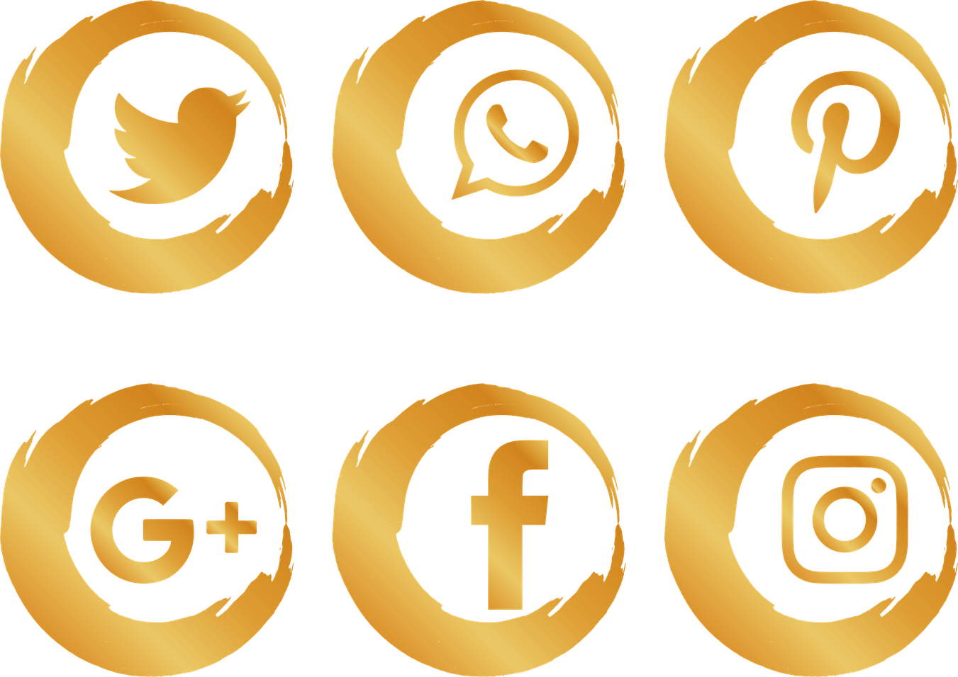 Golden Social Media Icons PNG