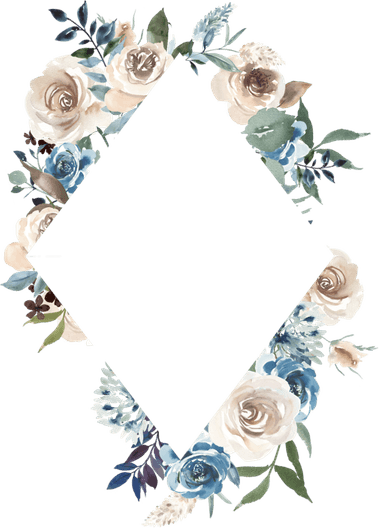 Dusty Blue Floral Border PNG