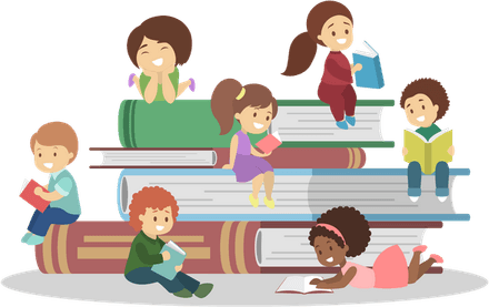 Child Reading Book PNG