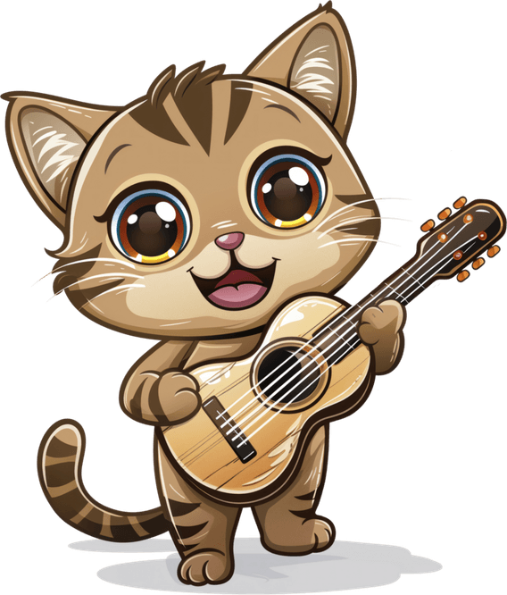 Guitar Cat PNG