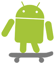 Android Robot Skateboarding PNG