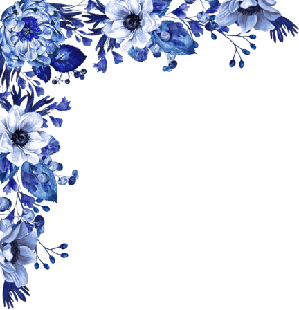 Floral Royal Blue Wedding Design PNG