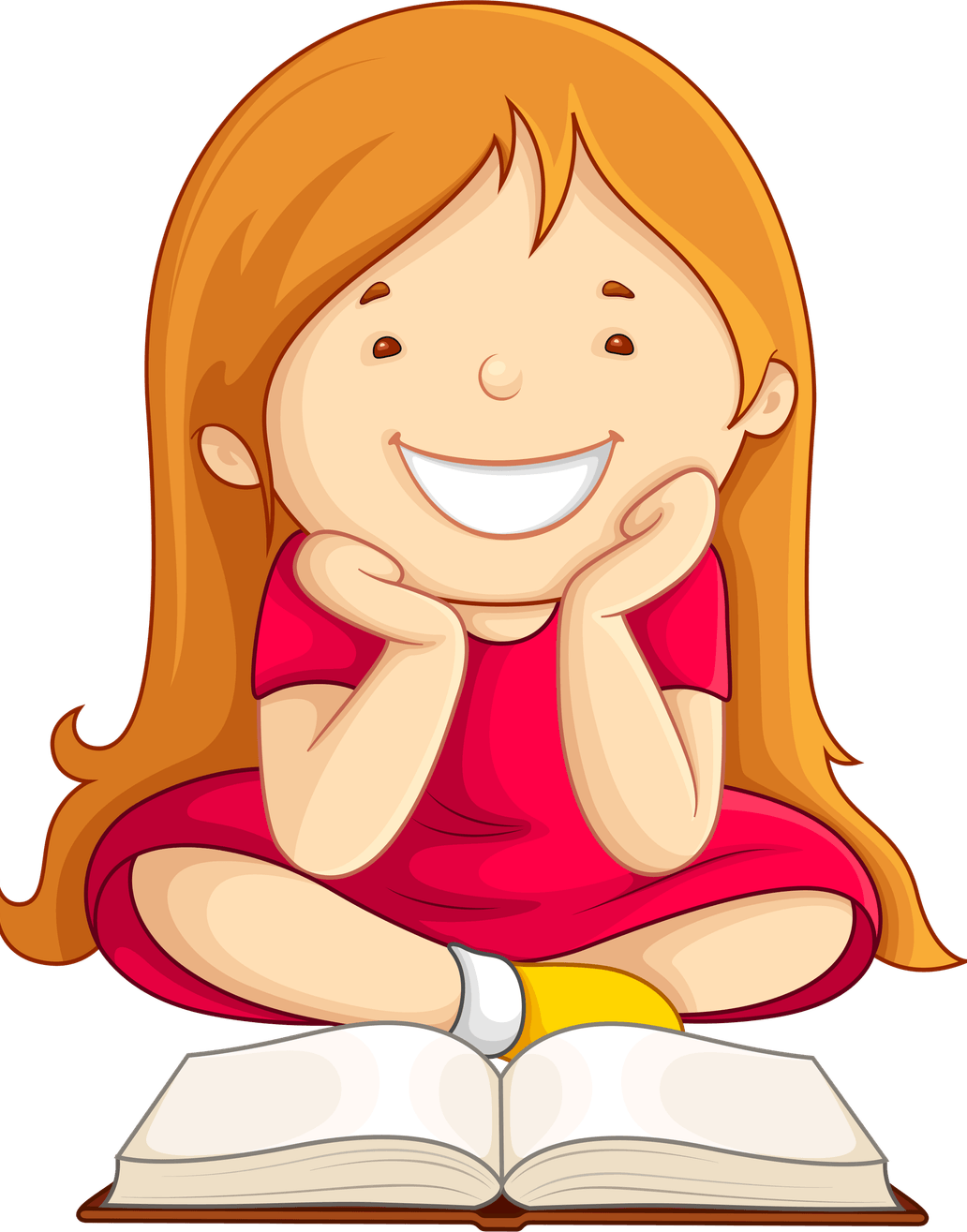 Girl Reading Book PNG