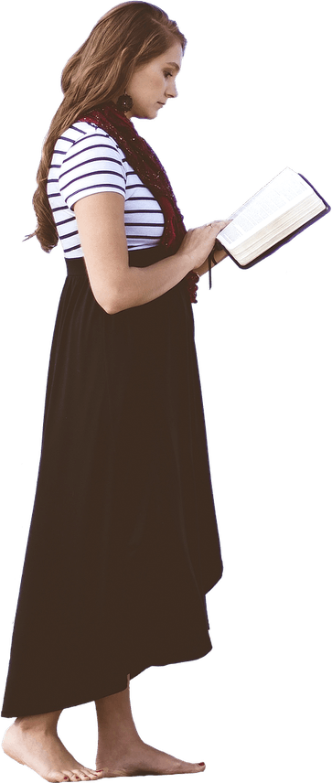 Girl Reading Book PNG