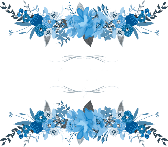 Floral Royal Blue Wedding Design PNG