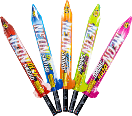 Neon Fireworks PNG