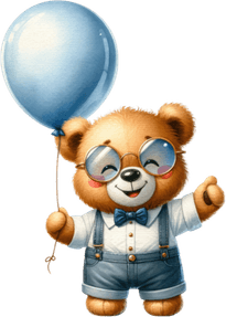 Teddy Bear Holding Blue Balloon PNG