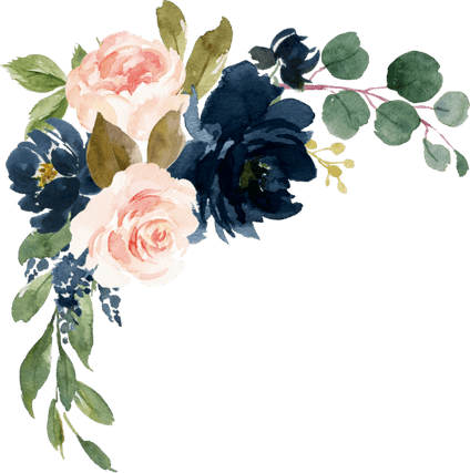 Floral Royal Blue Wedding Design PNG