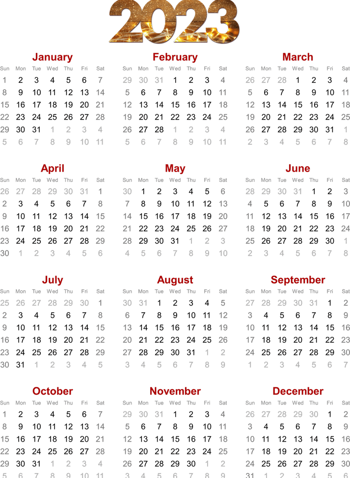 Calendar 2023 PNG