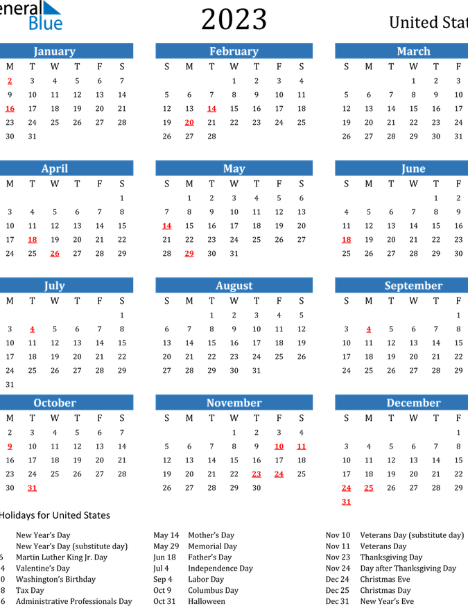 Calendar 2023 PNG