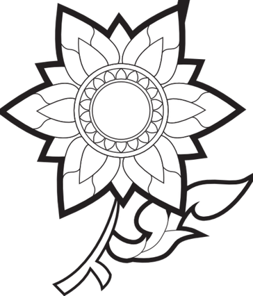 Sunflower Black And White PNG