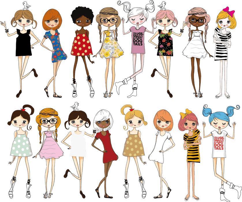 Cute Drawing Of Girls PNG