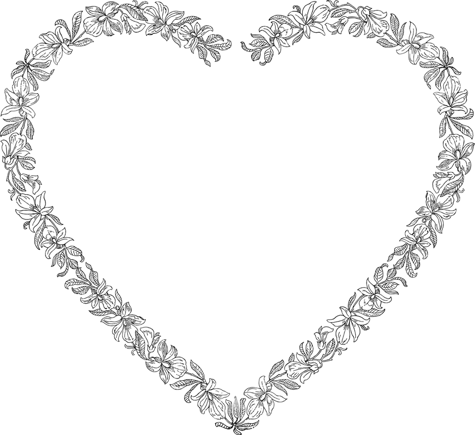 Floral Heart Border PNG