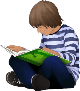 Children Reading Book PNG