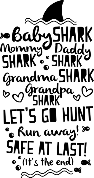 Baby Shark Black And White PNG