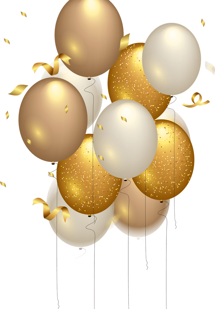 Gold And White Balloon PNG