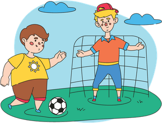 Kids Playing Football PNG