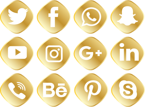 Gold Social Media Icons PNG