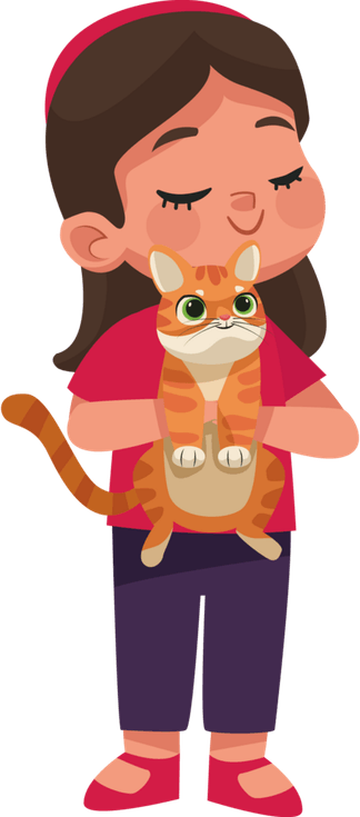 Girl And Cat PNG