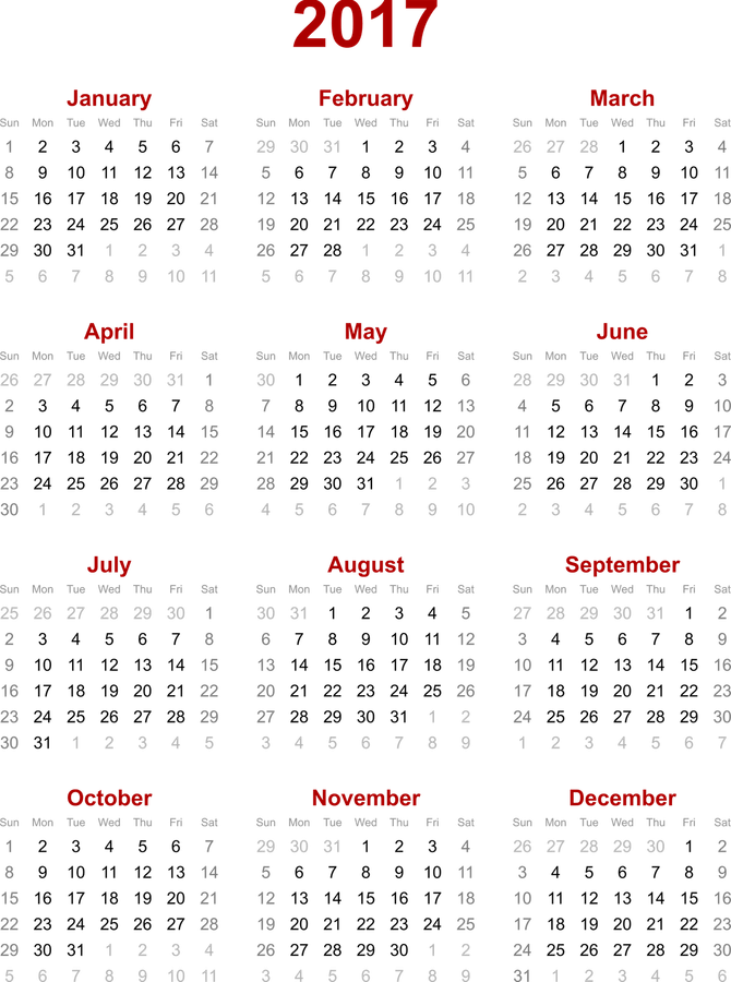 2017 Calendar PNG