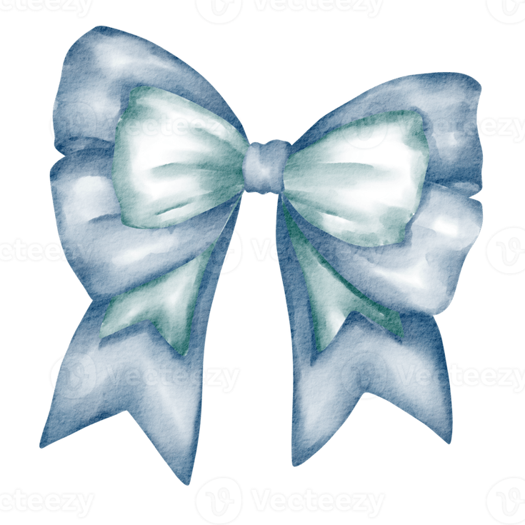 Watercolor Blue Bow PNG