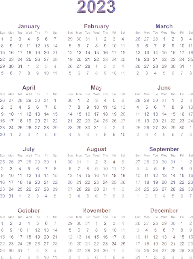 Calendar 2023 PNG