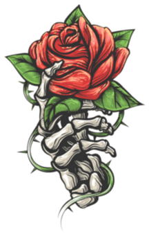 Skeleton Hand Holding Rose PNG