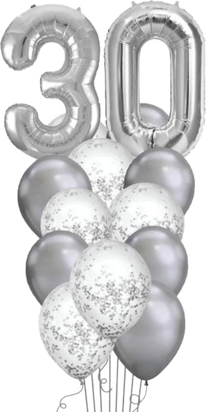 Silver Glitter Balloon PNG