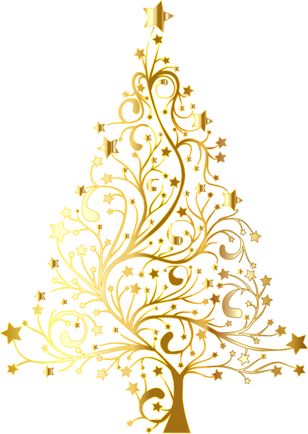 Gold Christmas Tree PNG