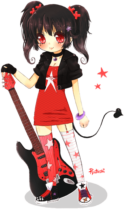 Guitar Girl PNG