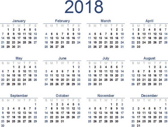 2018 Calendar PNG