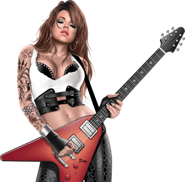 Guitar Girl PNG