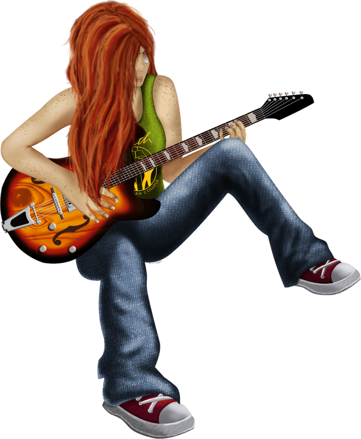 Guitar Girl PNG