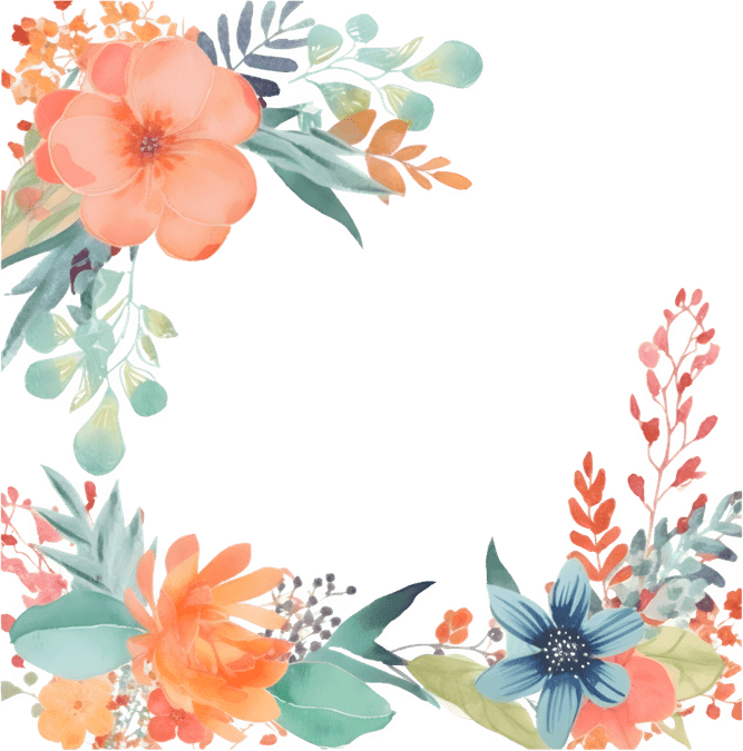 Boho Flower Border PNG