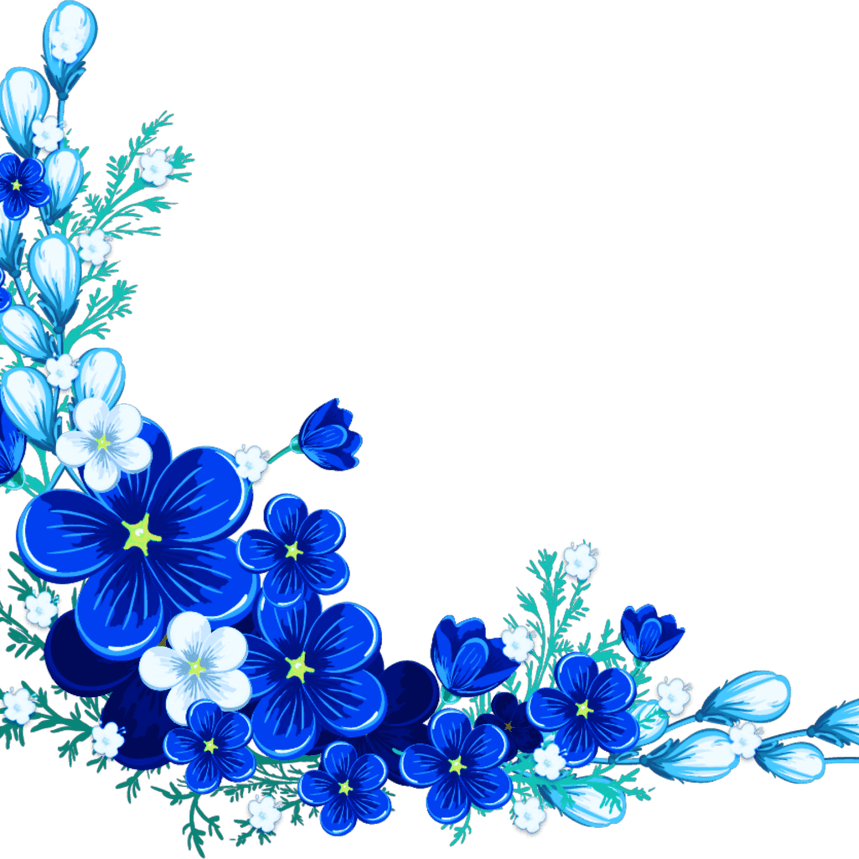 Dusty Blue Floral Border PNG