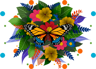 Flower With Butterfly PNG