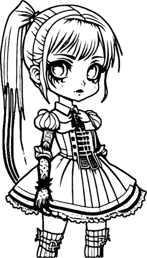 Anime Girl Black And White PNG