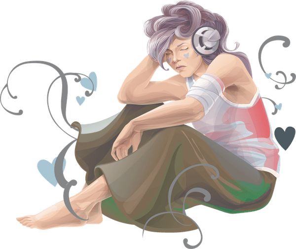 Girl Listening PNG