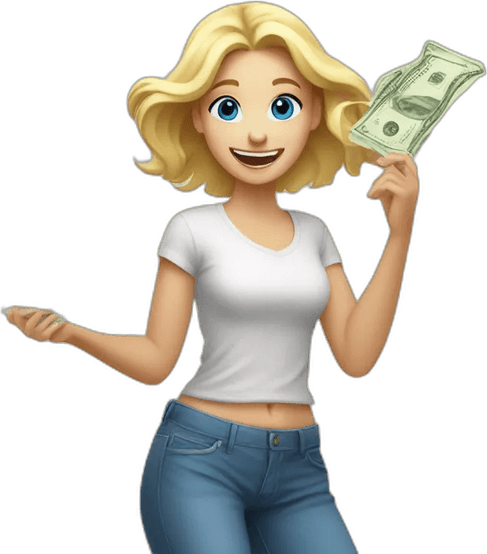 Female Holding Money PNG